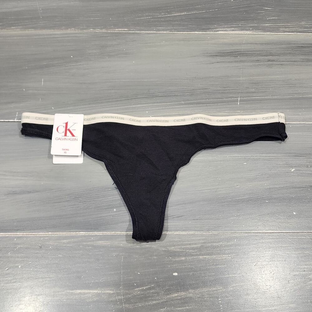 Calvin Klein CKONE Thong Underwear Panties Size XSmall Cotton Blend Black